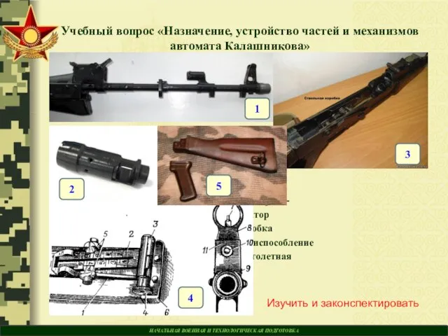 НАЧАЛЬНАЯ ВОЕННАЯ И ТЕХНОЛОГИЧЕСКАЯ ПОДГОТОВКА Учебный вопрос «Назначение, устройство частей и механизмов