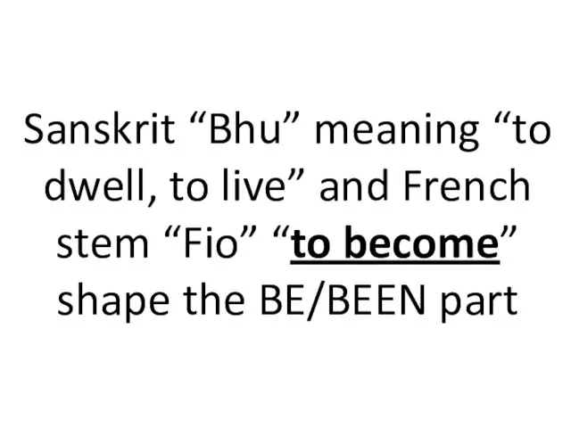 Sanskrit “Bhu” meaning “to dwell, to live” and French stem “Fio” “to