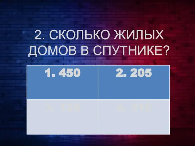 2. СКОЛЬКО ЖИЛЫХ ДОМОВ В СПУТНИКЕ?