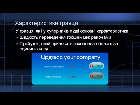 Характеристики гравця У гравця, як і у суперників є дві основні характеристики: