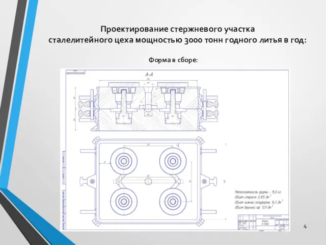 Проектирование стержневого участка сталелитейного цеха мощностью 3000 тонн годного литья в год: Форма в сборе: