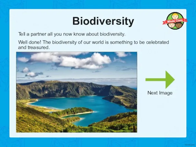 Biodiversity Tell a partner all you now know about biodiversity. Well done!