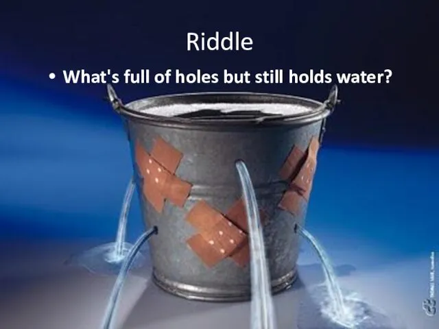 Riddle What's full of holes but still holds water?