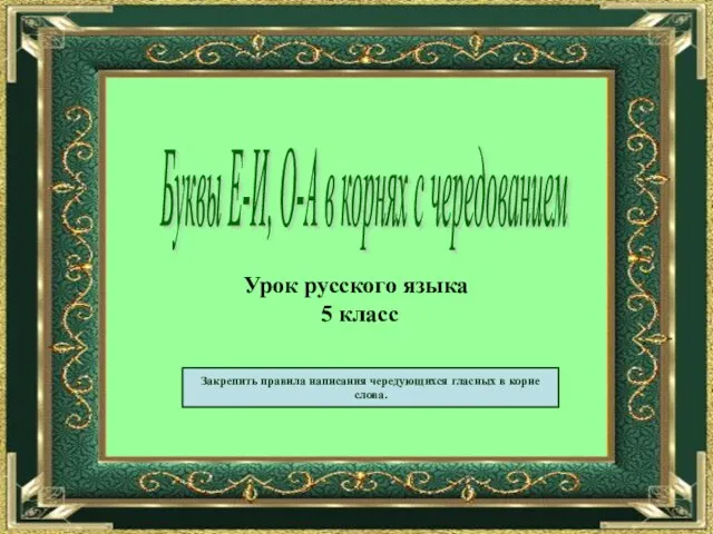 Буквы Е-И, О-А в корнях с чередованием Урок русского языка 5 класс