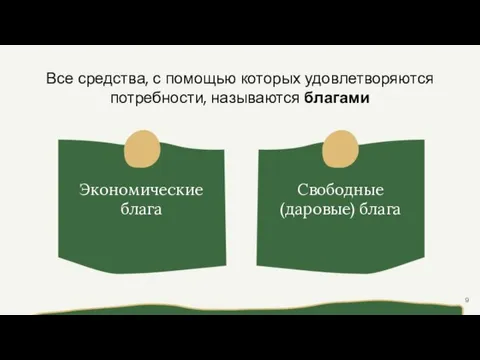 Все средства, с помощью которых удовлетворяются потребности, называются благами Экономические блага Свободные (даровые) блага