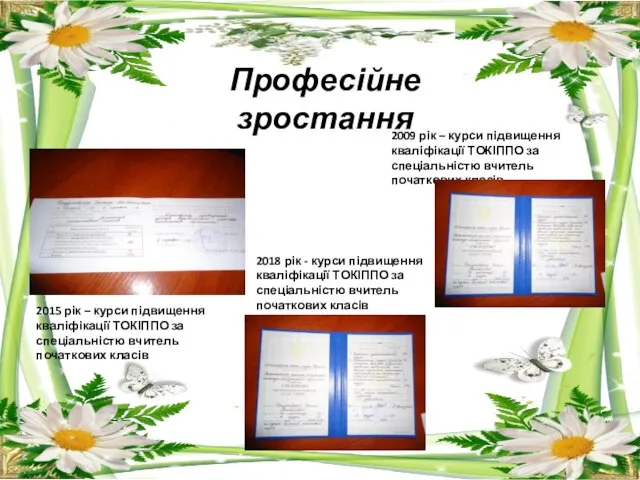 Професійне зростання 2009 рік – курси підвищення кваліфікації ТОКІППО за спеціальністю вчитель