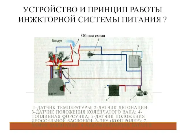 УСТРОЙСТВО И ПРИНЦИП РАБОТЫ ИНЖКТОРНОЙ СИСТЕМЫ ПИТАНИЯ ?