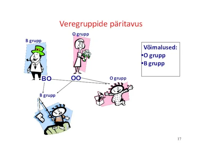 Veregruppide päritavus BO OO B grupp O grupp B grupp O grupp