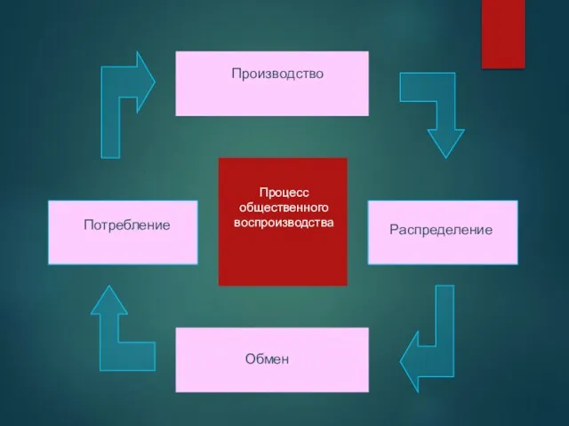 Производство Обмен Распределение Потребление Процесс общественного воспроизводства