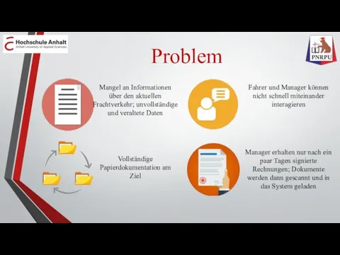 Problem Mangel an Informationen über den aktuellen Frachtverkehr; unvollständige und veraltete Daten