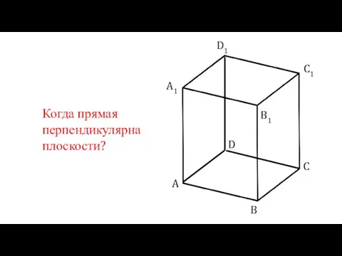 Когда прямая перпендикулярна плоскости? A B C D A1 B1 C1 D1