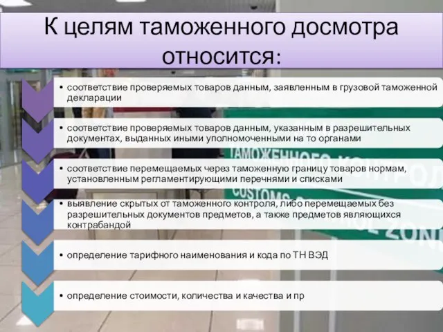 К целям таможенного досмотра относится: