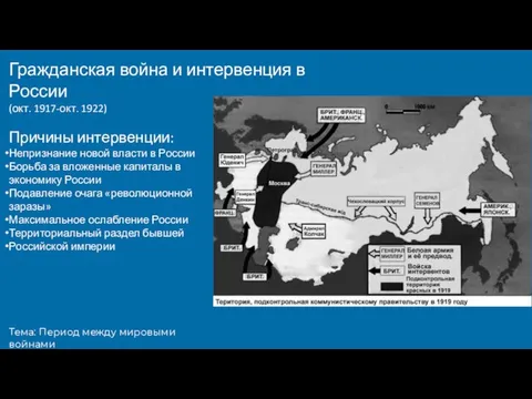 Тема: Период между мировыми войнами Гражданская война и интервенция в России (окт.