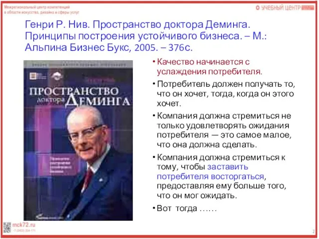 Генри Р. Нив. Пространство доктора Деминга. Принципы построения устойчивого бизнеса. – М.: