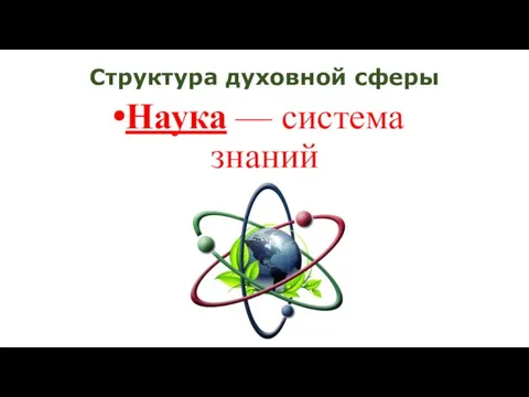 Наука — система знаний Структура духовной сферы