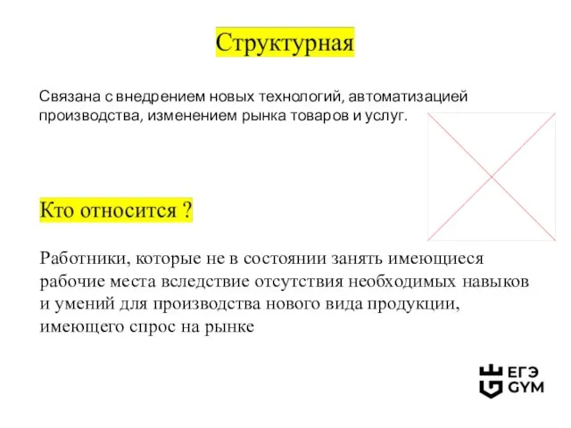 Связана с внедрением новых технологий, автоматизацией производства, изменением рынка товаров и услуг.