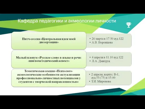 Кафедра педагогики и акмеологии личности