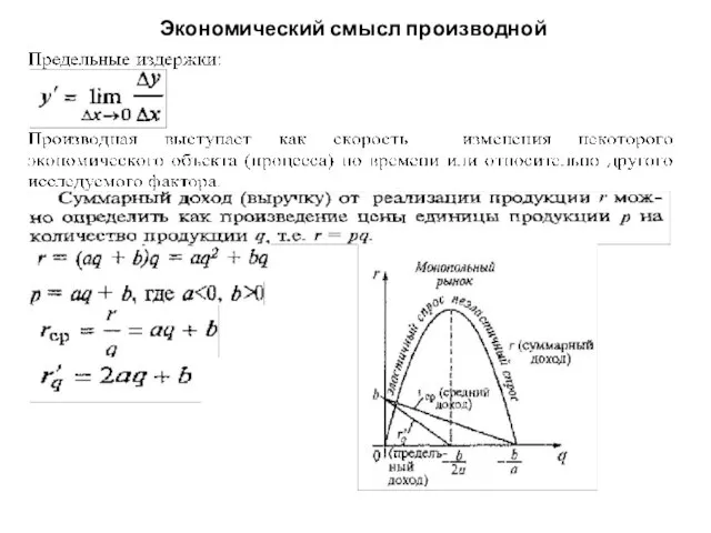 Экономический смысл производной