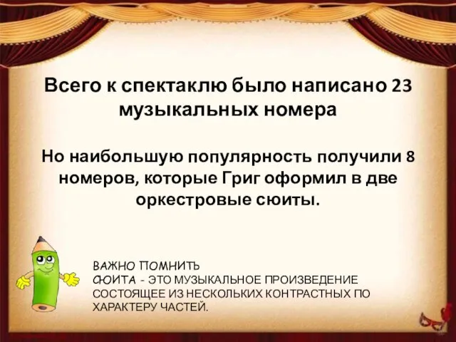 Всего к спектаклю было написано 23 музыкальных номера Но наибольшую популярность получили