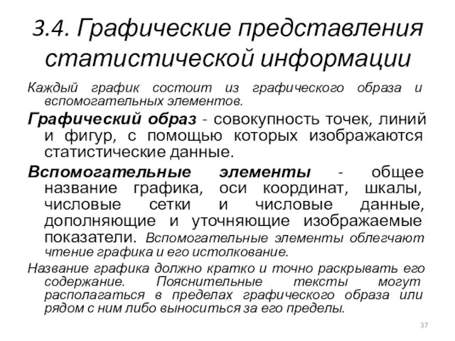 3.4. Графические представления статистической информации Каждый график состоит из графического образа и