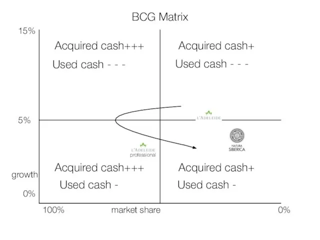 BCG Matrix professional Acquired cash+++ Acquired cash+ Used cash - - -