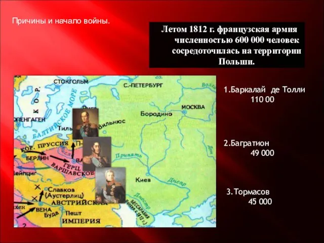 Летом 1812 г. французская армия численностью 600 000 человек сосредоточилась на территории