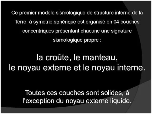 Ce premier modèle sismologique de structure interne de la Terre, à symétrie