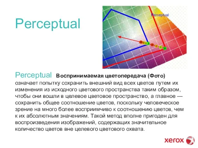 Perceptual Perceptual Воспринимаемая цветопередача (Фото) означает попытку сохранить внешний вид всех цветов