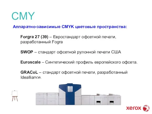 CMY Аппаратно-зависимые CMYK цветовые пространства: Forgra 27 (39) – Евростандарт офсетной печати,