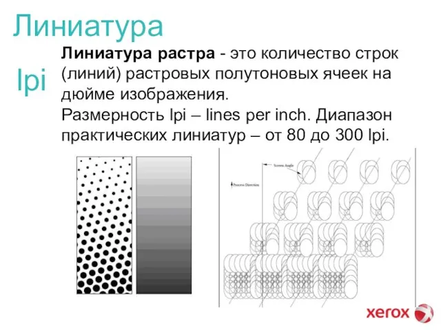 lpi Линиатура растра - это количество строк (линий) растровых полутоновых ячеек на
