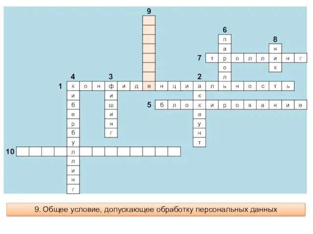 9. Общее условие, допускающее обработку персональных данных