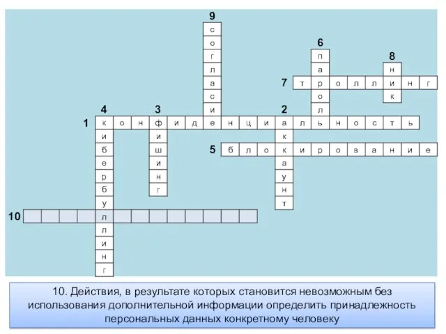 10. Действия, в результате которых становится невозможным без использования дополнительной информации определить