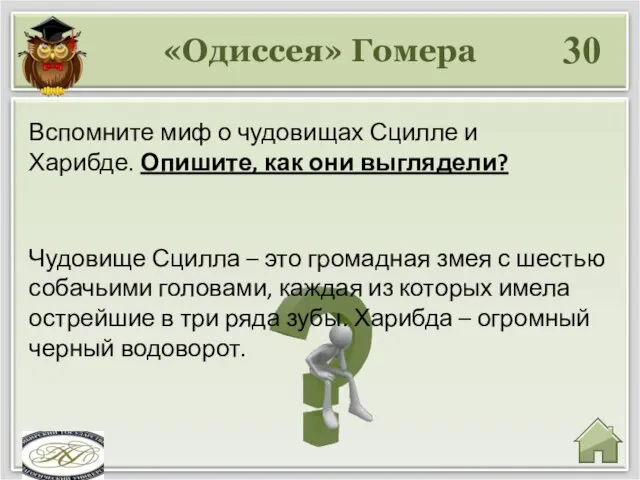 «Одиссея» Гомера 30 Чудовище Сцилла – это громадная змея с шестью собачьими