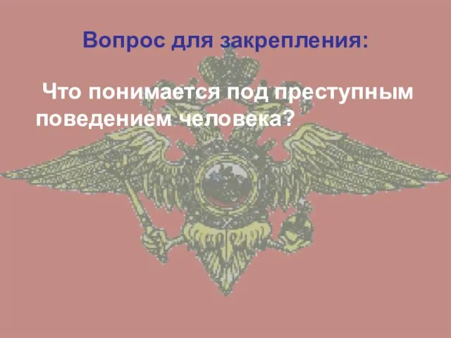 Вопрос для закрепления: Что понимается под преступным поведением человека?