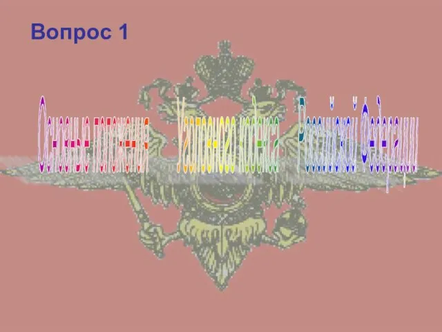 Основные положения Уголовного кодекса Российской Федерации Вопрос 1