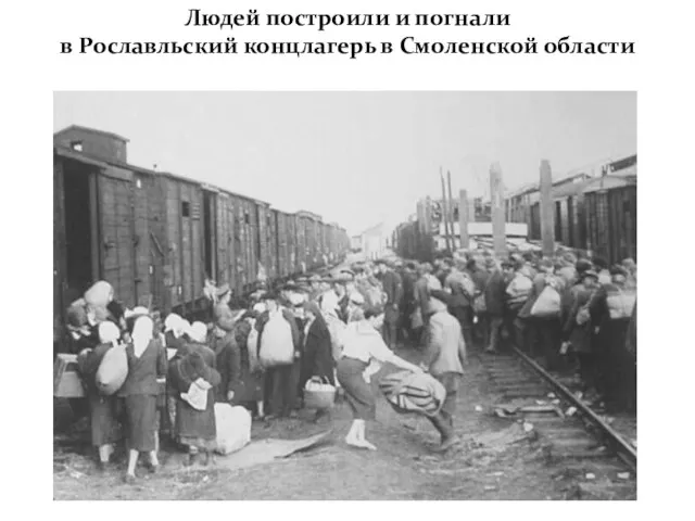 Людей построили и погнали в Рославльский концлагерь в Смоленской области
