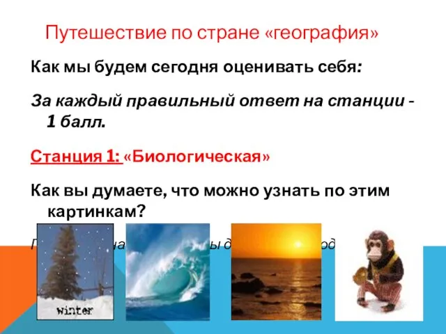 Путешествие по стране «география» Как мы будем сегодня оценивать себя: За каждый