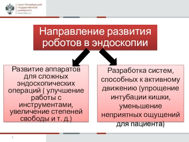 Направление развития роботов в эндоскопии Разработка систем, способных к активному движению (упрощение