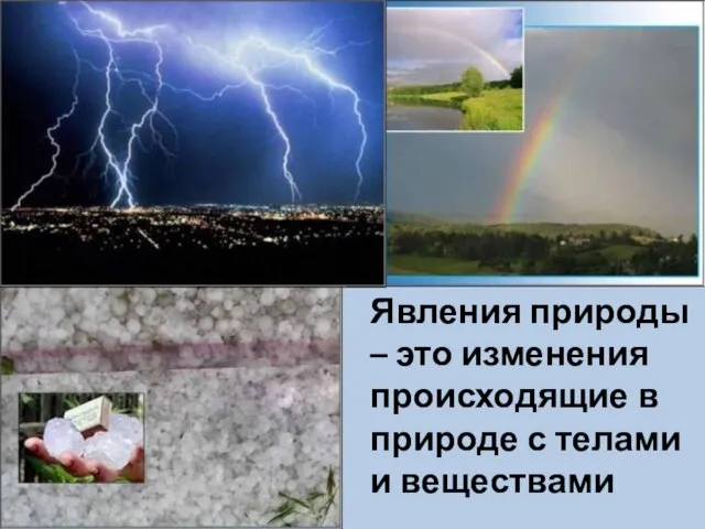 Явления природы – это изменения происходящие в природе с телами и веществами