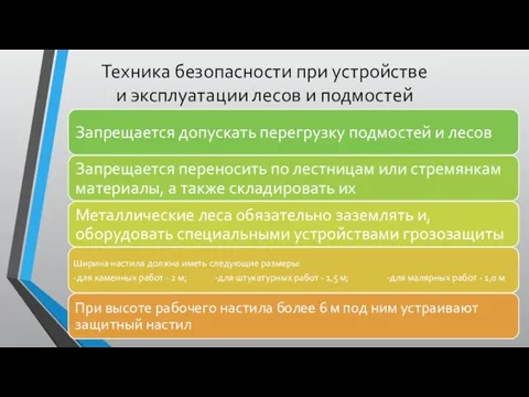 Техника безопасности при устройстве и эксплуатации лесов и подмостей