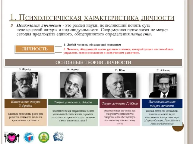 1. Психологическая характеристика личности Психология личности - это раздел науки, позволяющий понять