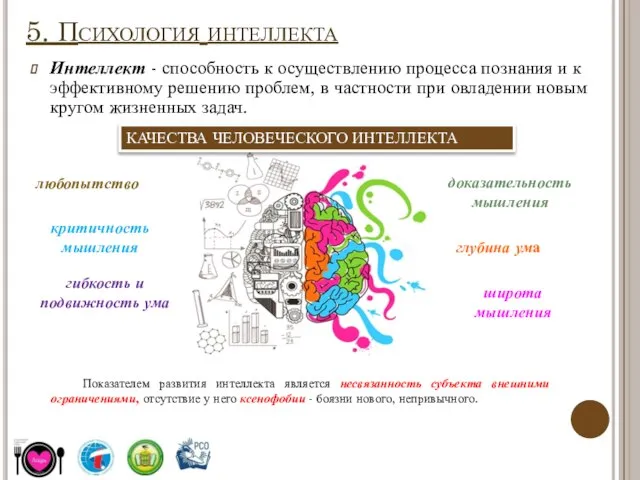 5. Психология интеллекта Интеллект - способность к осуществлению процесса познания и к