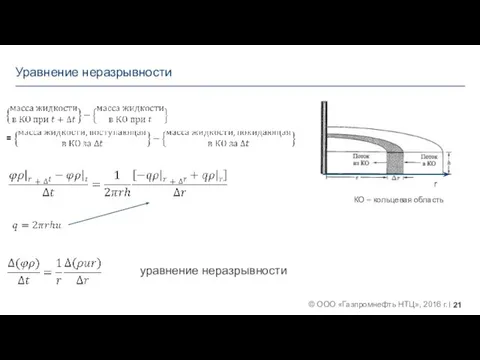 Уравнение неразрывности КО – кольцевая область r уравнение неразрывности