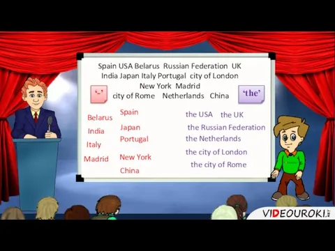 Spain USA Belarus Russian Federation UK India Japan Italy Portugal city of
