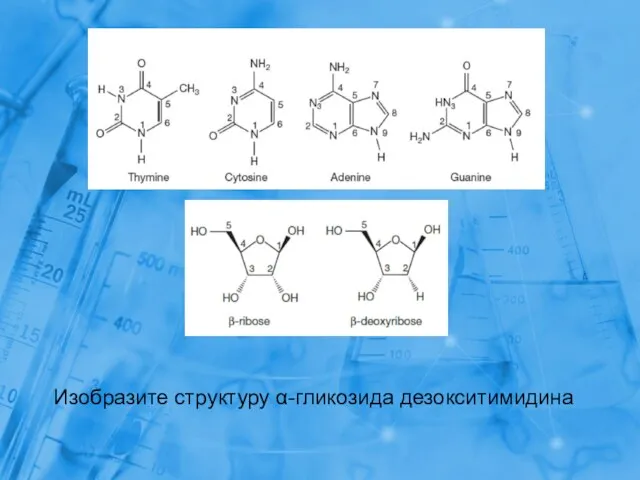 Изобразите структуру α-гликозида дезокситимидина