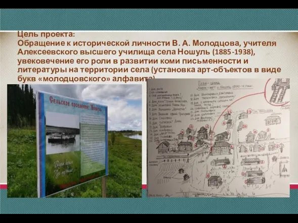Цель проекта: Обращение к исторической личности В. А. Молодцова, учителя Алексеевского высшего