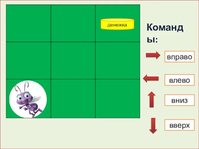 денежка Команды: вправо влево вниз вверх
