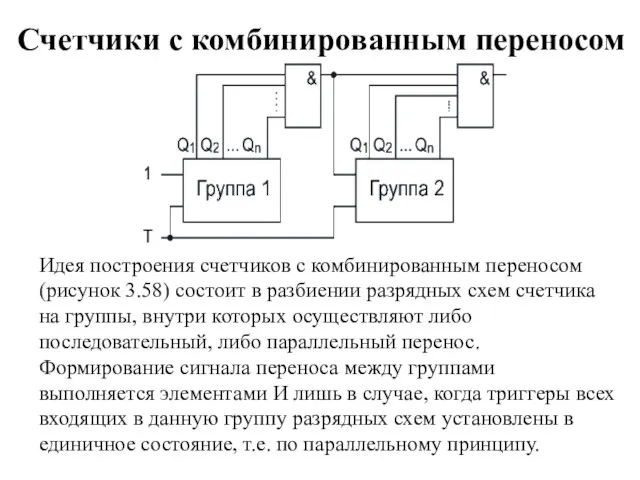 Счетчики с комбинированным переносом Идея построения счетчиков с комбинированным переносом (рисунок 3.58)