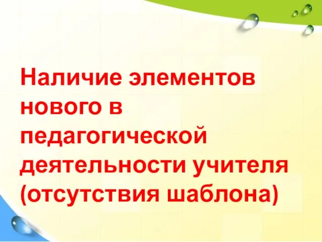 Наличие элементов нового в педагогической деятельности учителя (отсутствия шаблона)