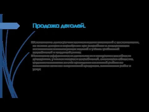 Продажа деталей. Установление долгосрочных взаимовыгодных отношений с поставщиками, на основе доверия и